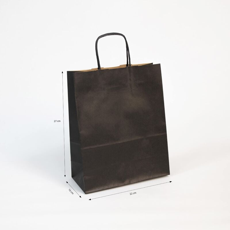 foto del prodotto clairefontaine 395712c confezione da 25 sacchetti regalo kraft, 22 x 10 x 27 cm, 100 g, colore nero, manici attorcigliati, ideali per 