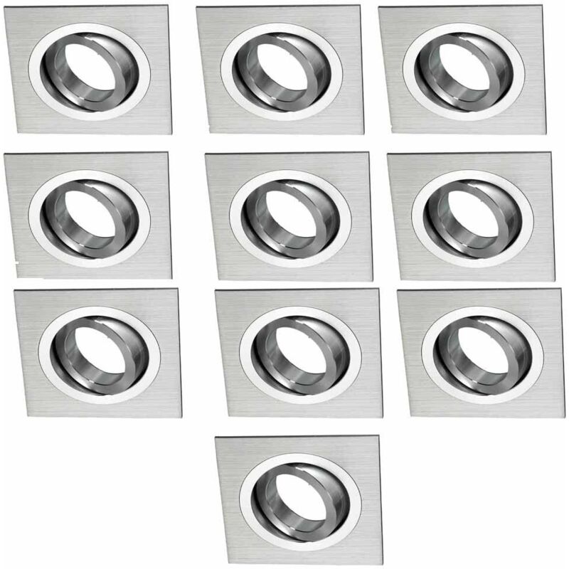 foto del prodotto classic w-e000110 pack di faretti quadrati con portalampada gu10, grigio, 9 x 2.5 cm, 10 pezzi, alluminio - wonderlamp