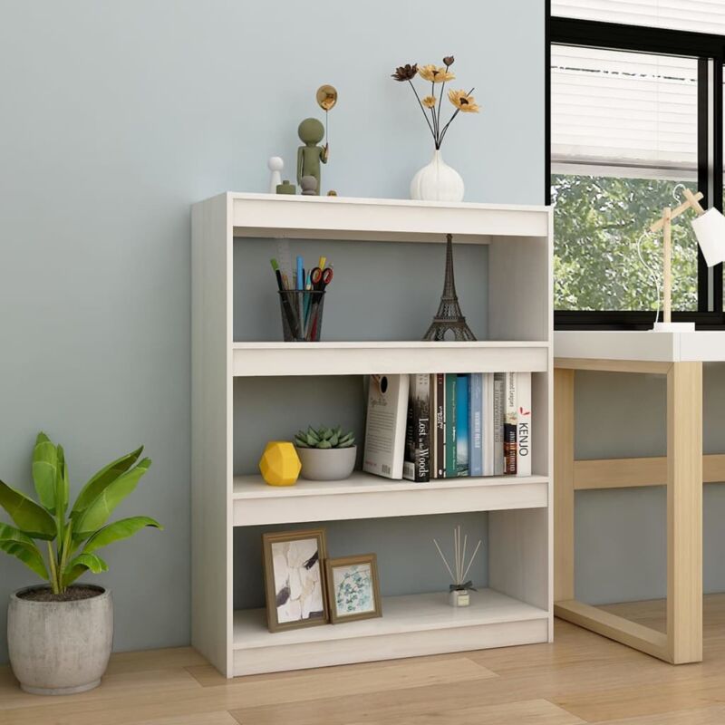 foto del prodotto classica libreria in legno con 3 scomparti ideale per ogni stanza vari colori colore bianco