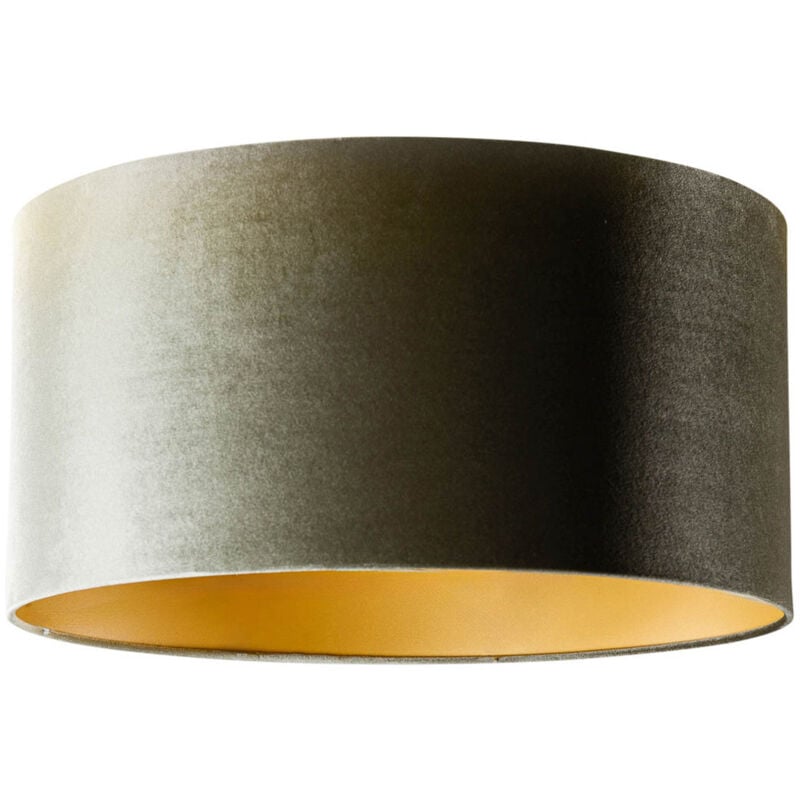 foto del prodotto classico cotone paralume in velluto verde con interno oro 50 50 25 , tondo adatto per lampada a sospensione - qazqa