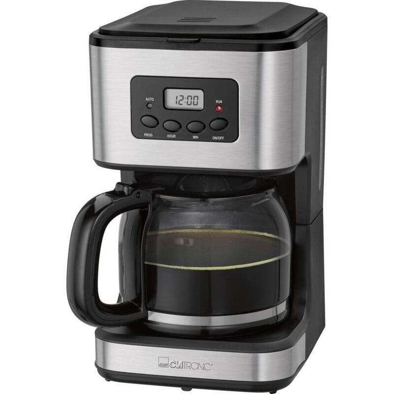 foto del prodotto clatronic es 3643 macchina caff a filtri nero, acciaio inox 850 w con scalda tazze, con ugello schiumalatte