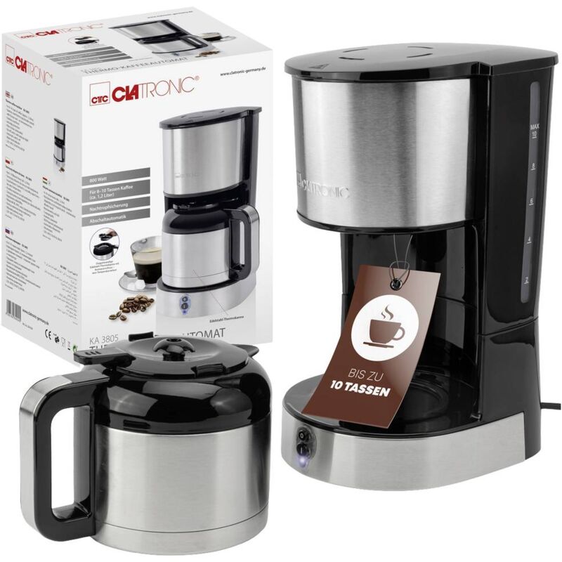 foto del prodotto clatronic ka 3805 edelstahl schwarz macchina per il caff acciaio inox capacit tazze 10 isolato