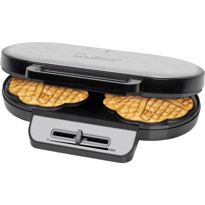 foto del prodotto clatronic wa 3745 piastra doppia per cialde inox, nero