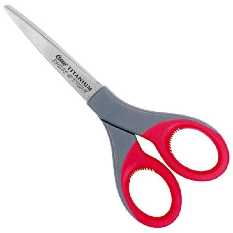 foto del prodotto clauss 18542 forbici diritte antiaderenti in lega di titanio, 17,8 cm, rosso grigio