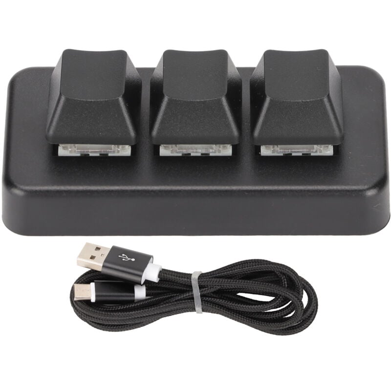 foto del prodotto clavier à 3 touches r tro clair rvb 3 touches interface usb mini clavier m canique programmable plug and play macro pour ordinateur noir