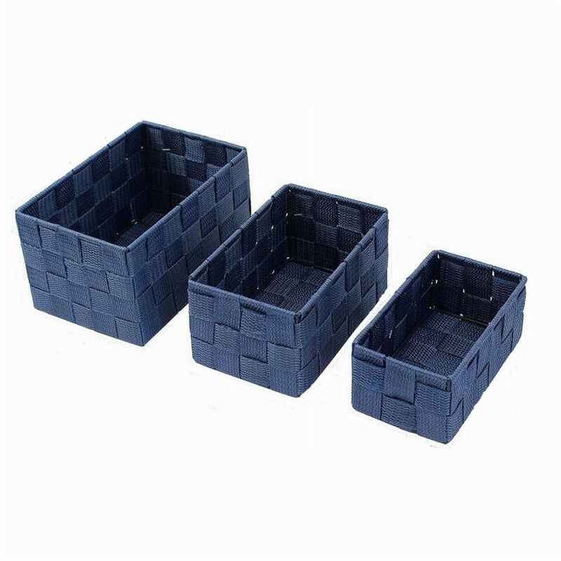 foto del prodotto cleafe 3 cestini tessuto scatole organizer bagno porta oggetti bagnoschiuma blu 79052 