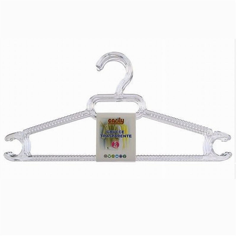 foto del prodotto cleafe 5 pz grucce stampelle plastica trasparente appendiabiti pantaloni vestiti 87001 