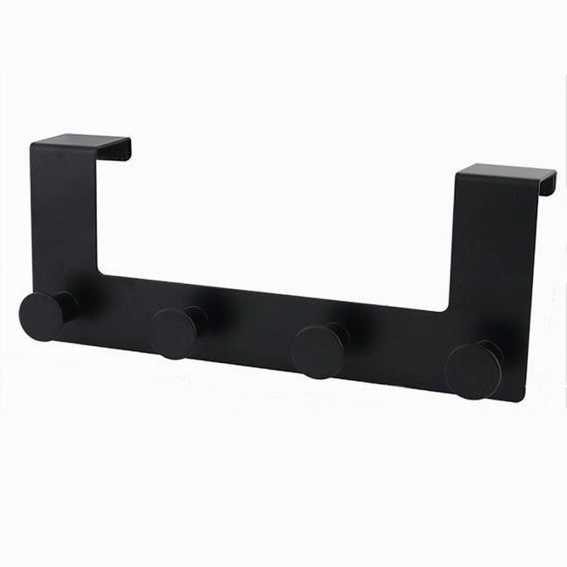 foto del prodotto cleafe appendiabiti da porta con 4 ganci 27 x 11.5cm nero per asciugamani vestiti 87777 
