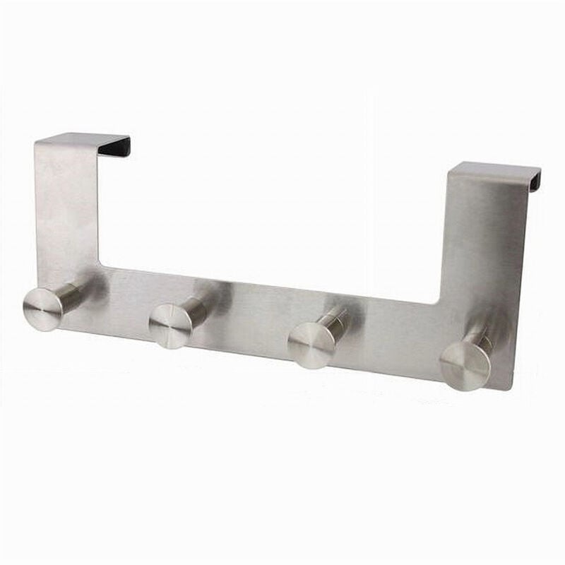 foto del prodotto cleafe appendiabiti da porta con 4 ganci 27x11.5cm silver per asciugamani vestiti 87785 