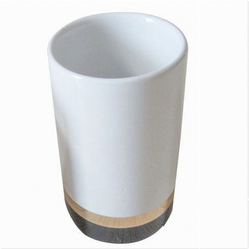 foto del prodotto cleafe bicchiere porta spazzolini bianco con riga bassa dorata nera arredo bagno 59868 