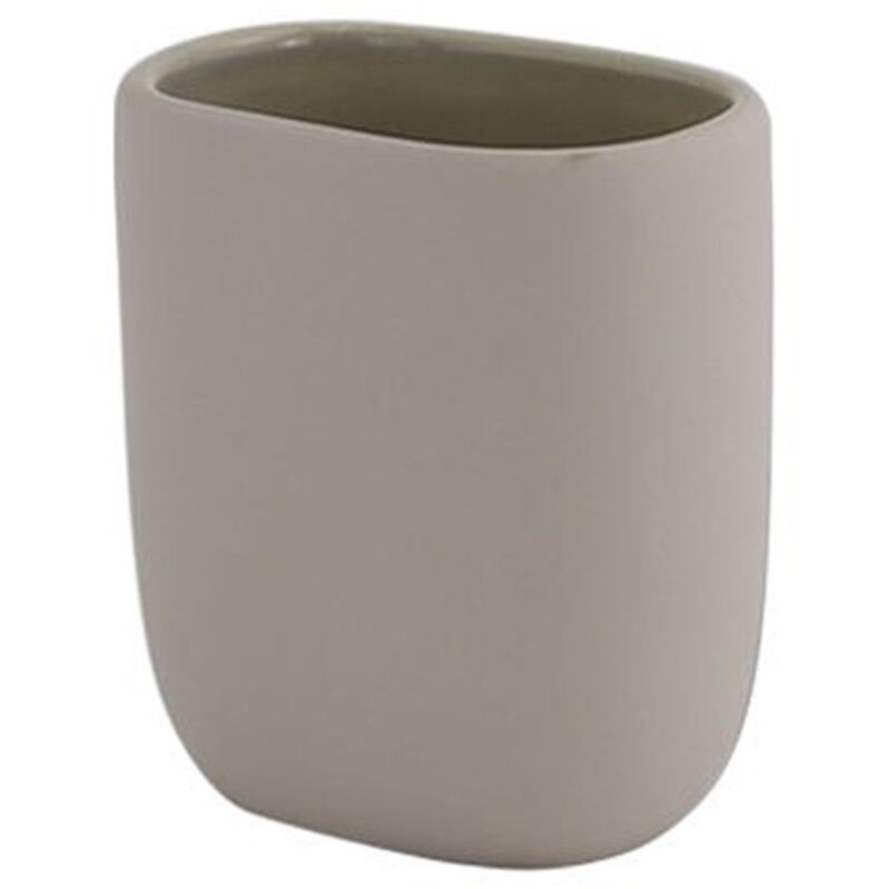 foto del prodotto cleafe bicchiere porta spazzolini dentifricio piatto tortora arredo bagno accessorio 87814 
