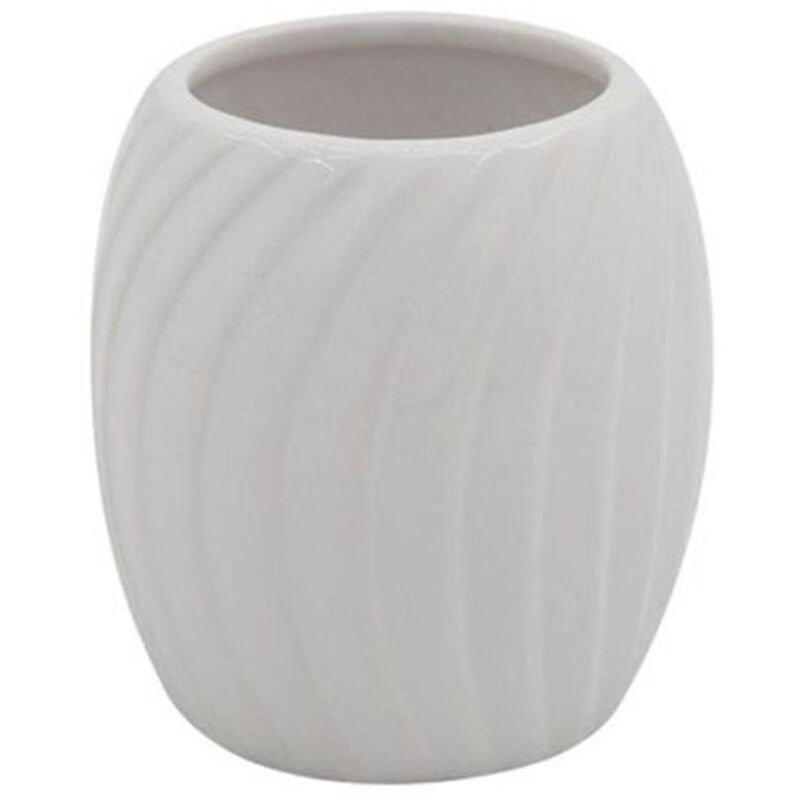 foto del prodotto cleafe bicchiere portaspazzolini in ceramica rigata bianca accessori arredo bagno 79958 