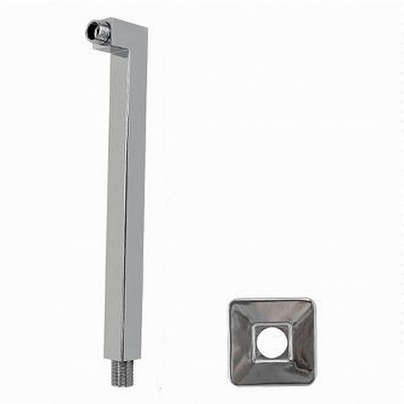 foto del prodotto cleafe braccio doccia in ottone cromato quadrato per soffione con rosone 30 cm 59492 