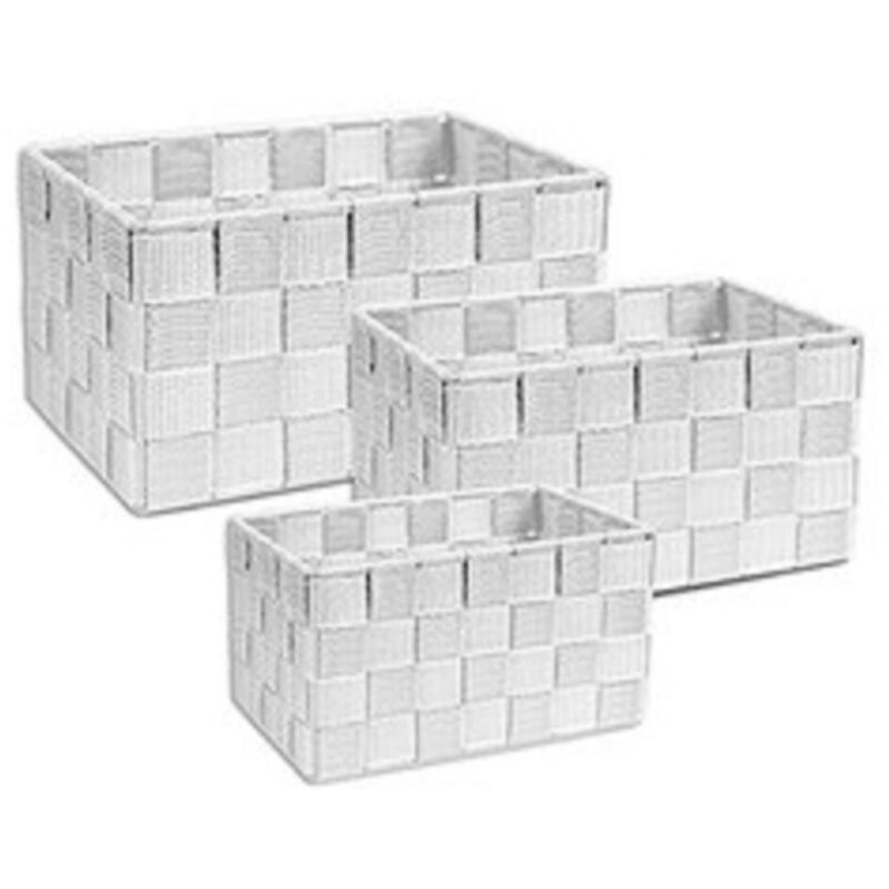 foto del prodotto cleafe cestini tessuto 3 scatole organizer bagno porta oggetti bagnoschiuma makeup bianco