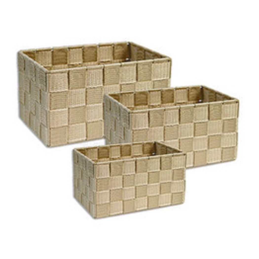 foto del prodotto cleafe cestini tessuto 3 scatole organizer portaoggetti bagnoschiuma makeup beige scuro 