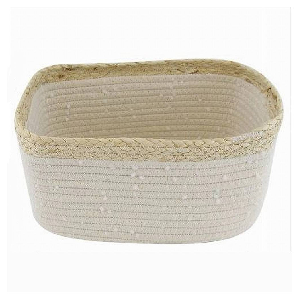foto del prodotto cleafe cestino porta biancheria oggetti in vimini intrecciato bicolore 30x22x14cm 10676 