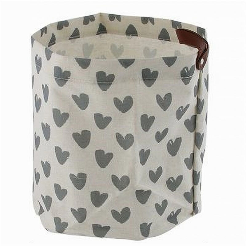 immagine 0 del prodotto cleafe cesto porta oggetti cuori grigi in tessuto con manico bagno cucina 25x28cm 10613 