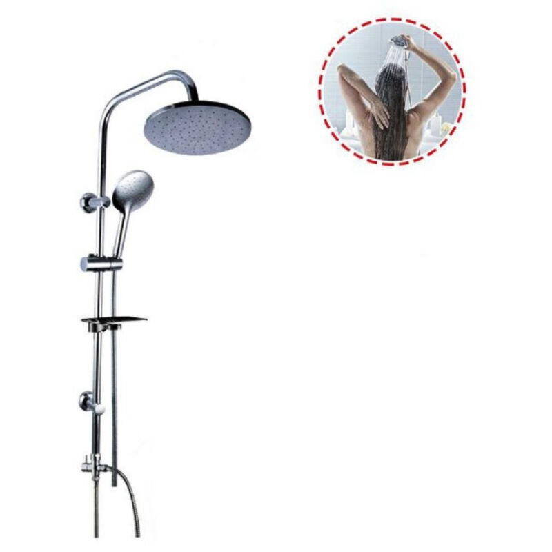 foto del prodotto cleafe colonna doccia kit saliscendi soffione fisso doccetta multigetto 69128 portasapone 