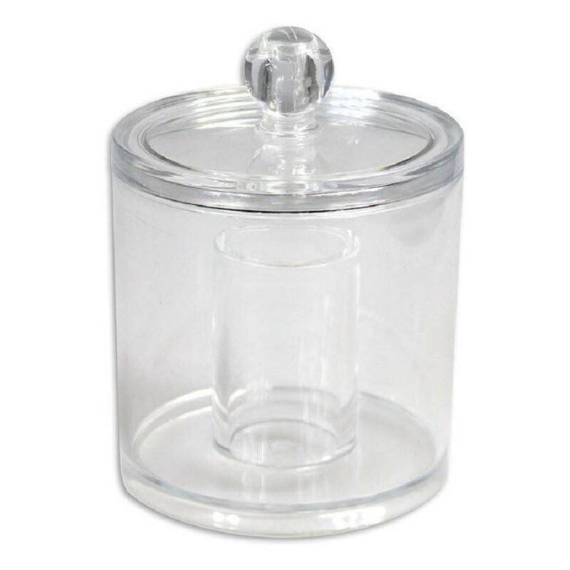 foto del prodotto cleafe contenitore rotondo cotton fioc ovatta make up 2 scomparti organizer bagno 10238 