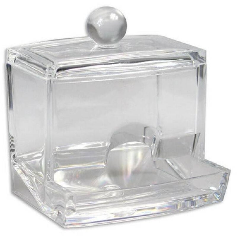 foto del prodotto cleafe contenitore trasparente dispenser cotton fioc ricaricabile coperchio organizer 10237 