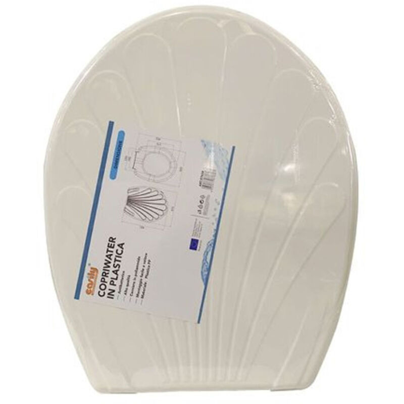 foto del prodotto cleafe copriwater coprivaso sedile wc in plastica tavoletta da bagno dalia bianco 87638 