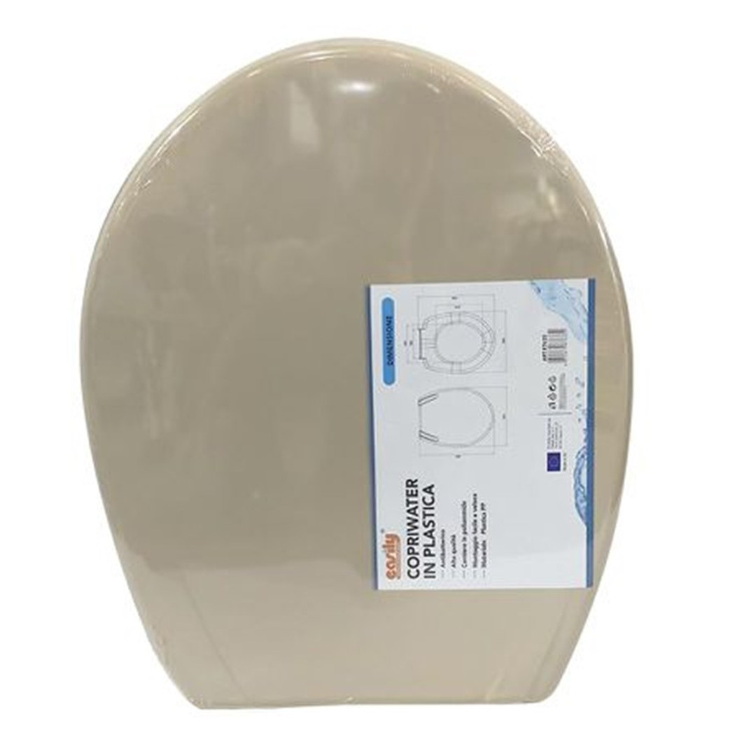 foto del prodotto cleafe copriwater sedile copri wc water bagno in plastica coprivaso magnolia beige 87633 