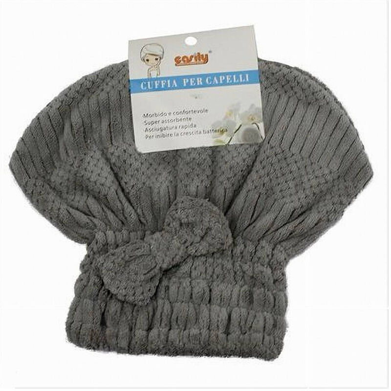 foto del prodotto cleafe cuffia asciuga capelli asciugamano doccia morbido assorbente fiocco grigio 79629 
