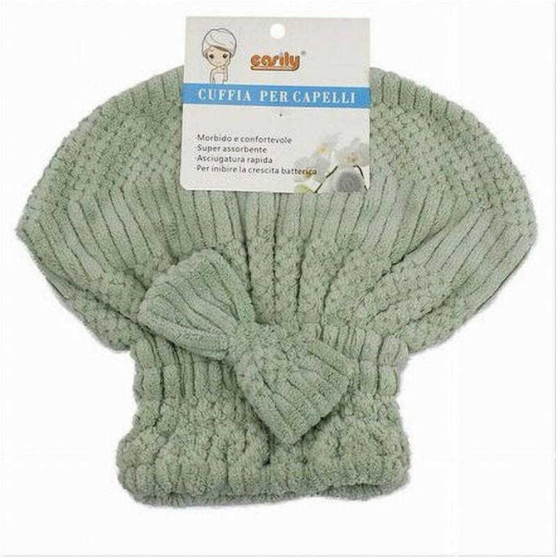 foto del prodotto cleafe cuffia asciuga capelli asciugamano doccia morbido assorbente fiocco verde 79626 