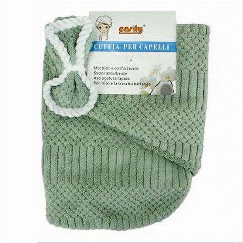 foto del prodotto cleafe cuffia asciugamano shampoo bagno doccia asciuga capelli fiocchetto verde 79632 