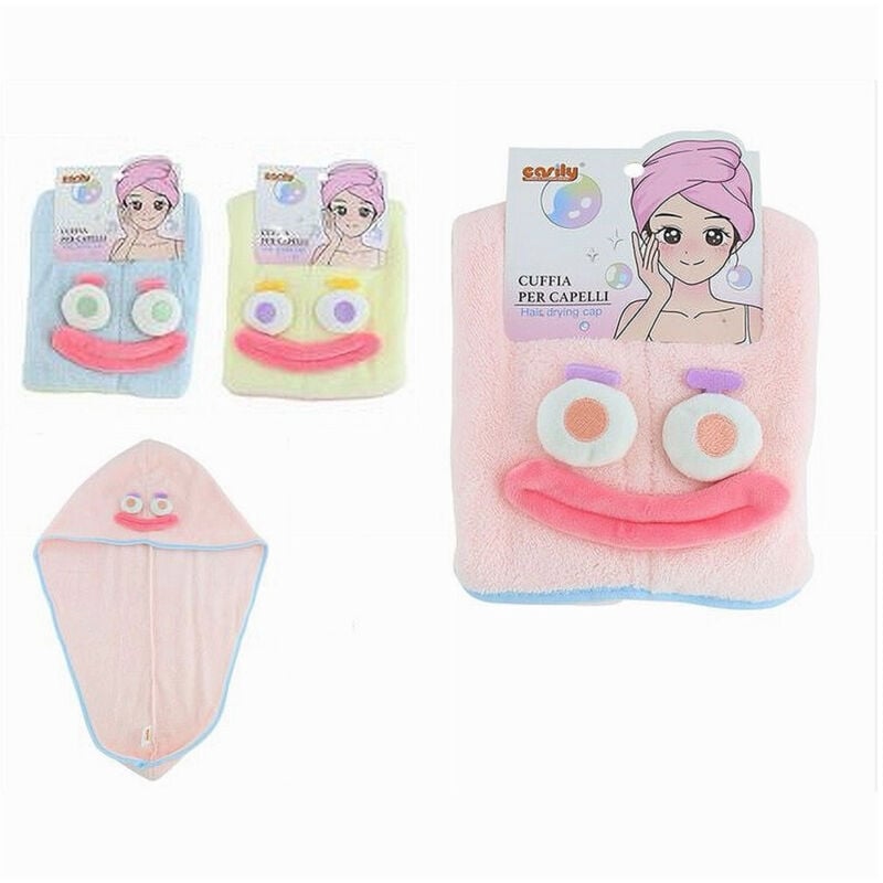 foto del prodotto cleafe - cuffia capelli asciugamano asciuga assorbente shampoo bagno doccia con faccia 10736 -