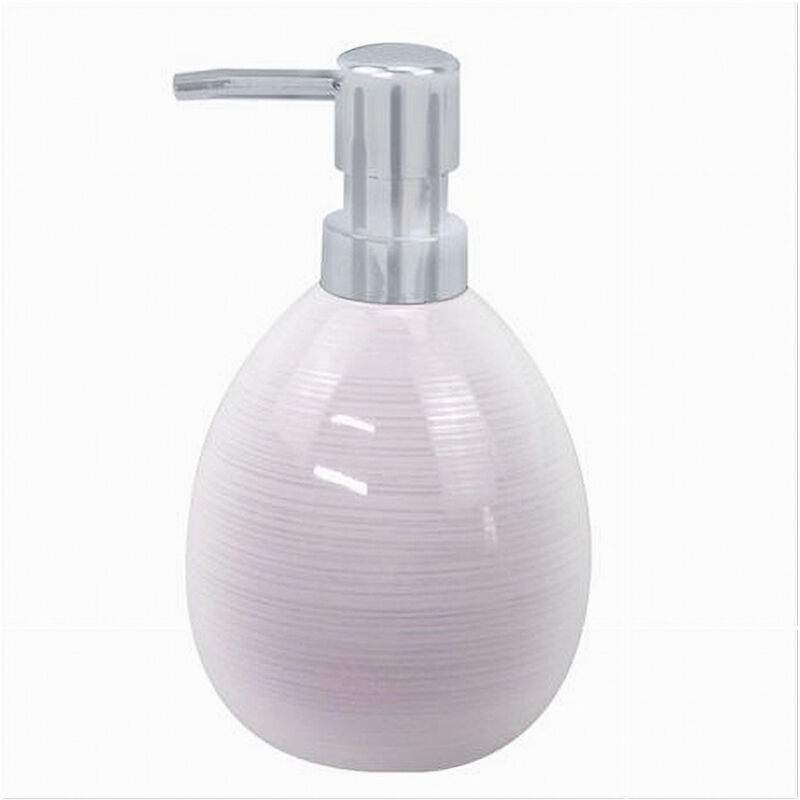 foto del prodotto cleafe dispenser sapone liquido in ceramica striato rosato erogatore silver bagno 59872 