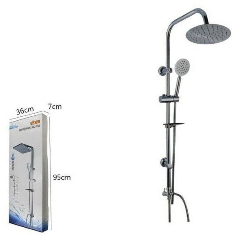 foto del prodotto cleafe kit colonna doccia saliscendi miscelatore cromato rubinetto soffione bagno 69124 