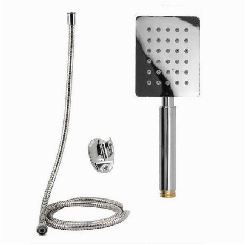 foto del prodotto cleafe kit doccetta doccino soffione bagno doccia rettangolare laccio 1,8mt 69336 staffa 