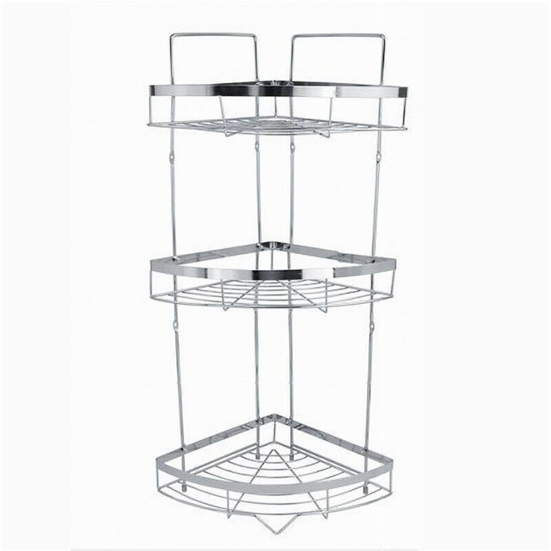 foto del prodotto cleafe mensola angolare cromata per doccia a 3 ripiani piani organizer per bagno 59257 