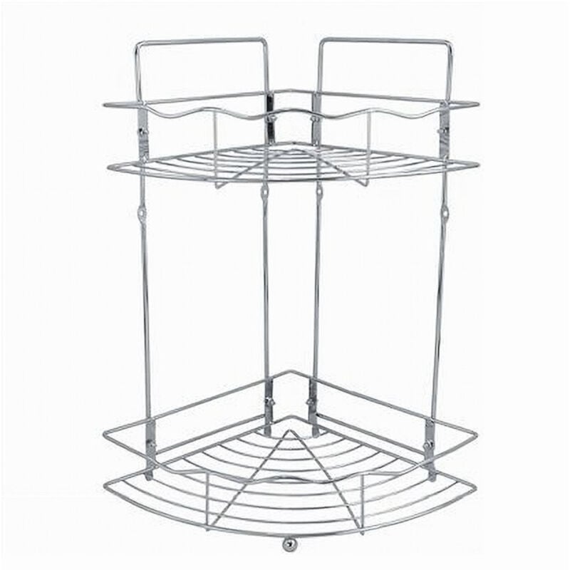 foto del prodotto cleafe mensola angolare doccia a 2 ripiani portaoggetti in metallo scaffale bagno 59259 