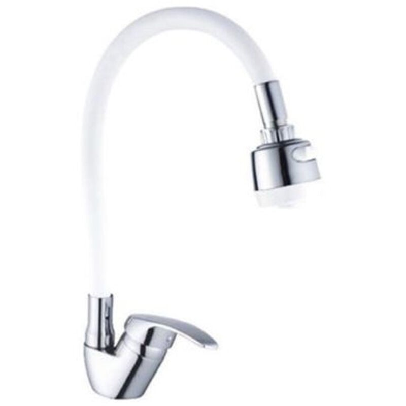 foto del prodotto cleafe miscelatore rubinetto lavabo a doccia doccetta per casa cucina flessibile bianco 