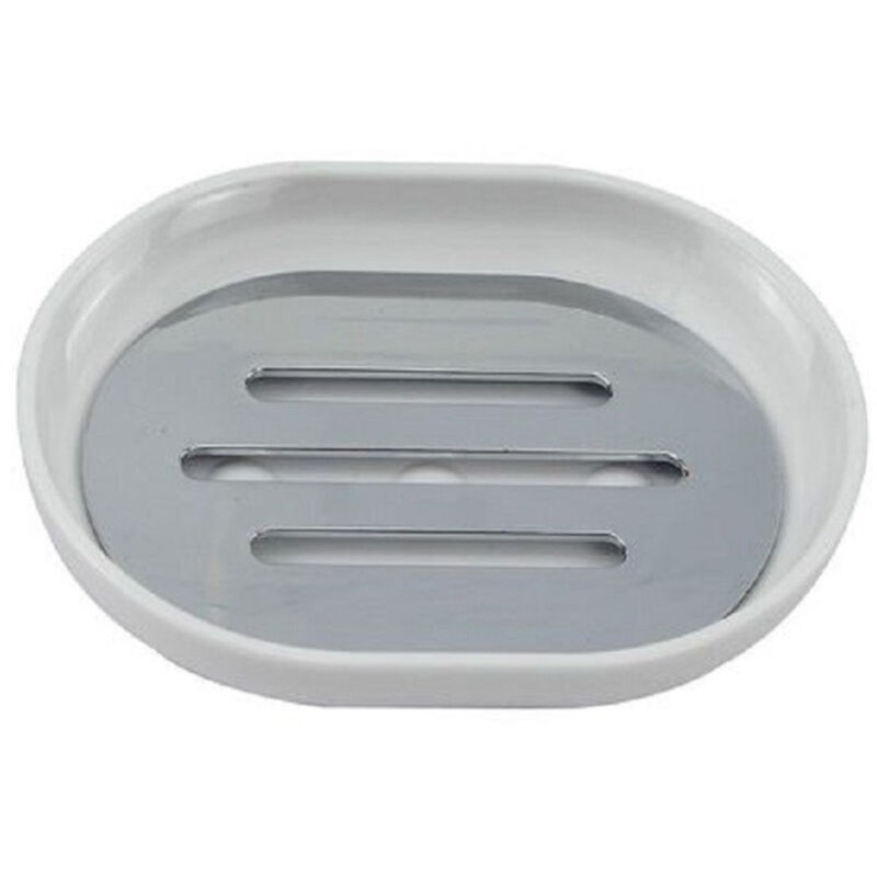 foto del prodotto cleafe piattino porta sapone saponetta bianco silver accessori bagno 12.5x9.5 cm 69464 