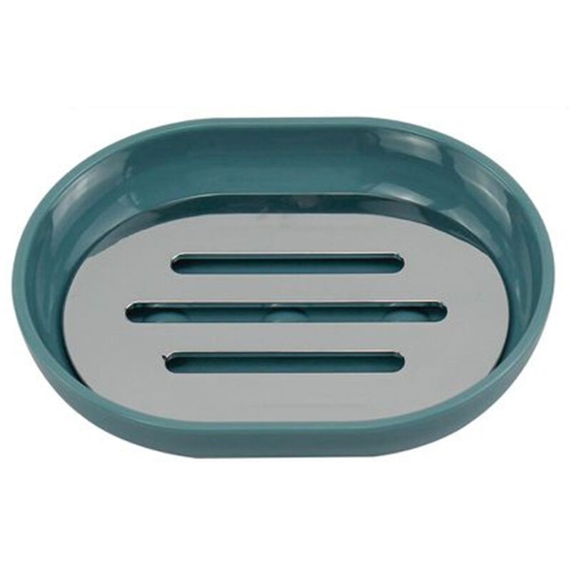 foto del prodotto cleafe piattino porta sapone saponetta verde petrolio silver bagno 12.5 x 9.5 cm 69476 