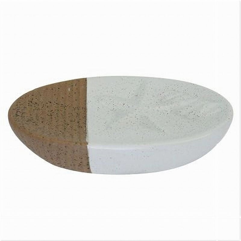 foto del prodotto cleafe piattino portasapone saponetta bianco decoro marino con righe marroni bagno 79270 