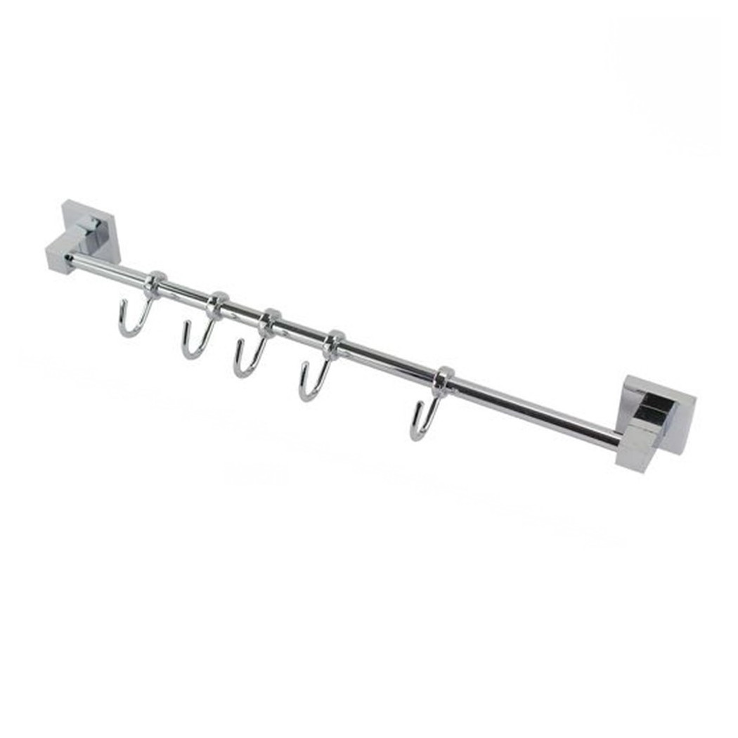 foto del prodotto cleafe porta asciugamani con 5 ganci appendini fissaggio a parete bagno square 59195 