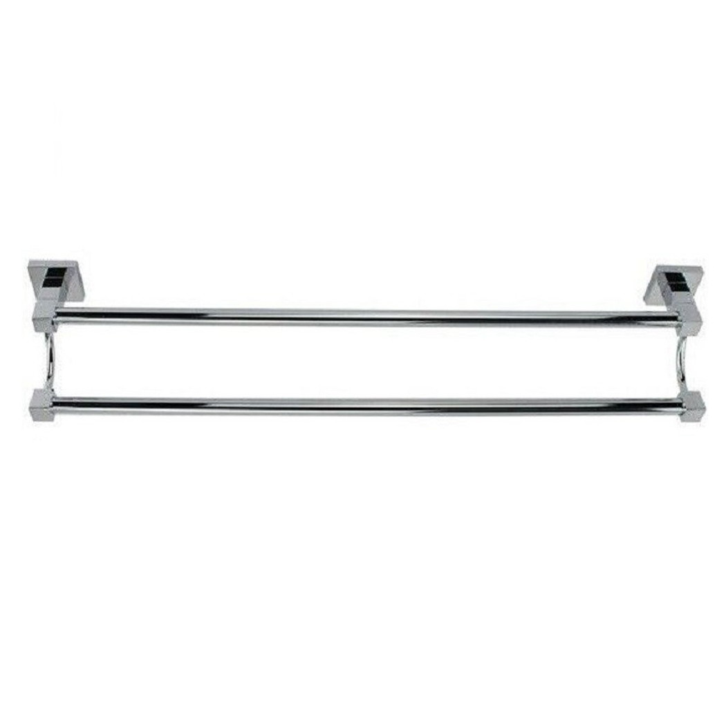 foto del prodotto cleafe porta asciugamani doppio in acciaio bagno fissaggio a parete 60cm square 59192 