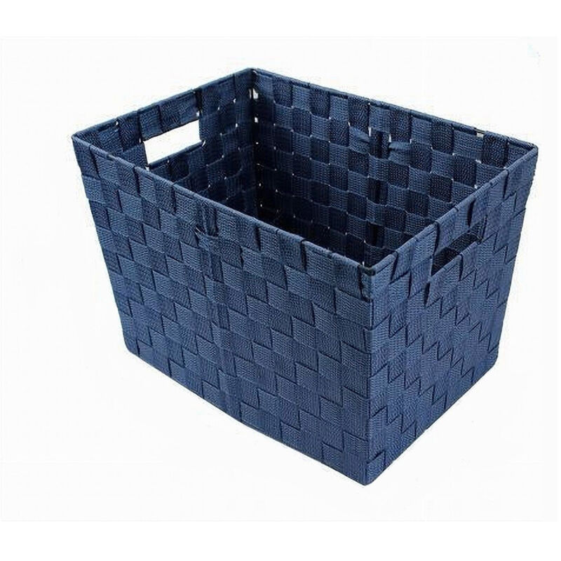 foto del prodotto cleafe porta oggetti cesto in tessuto intrecciato 38 x 26 x 25cm con maniglie blu 79040 