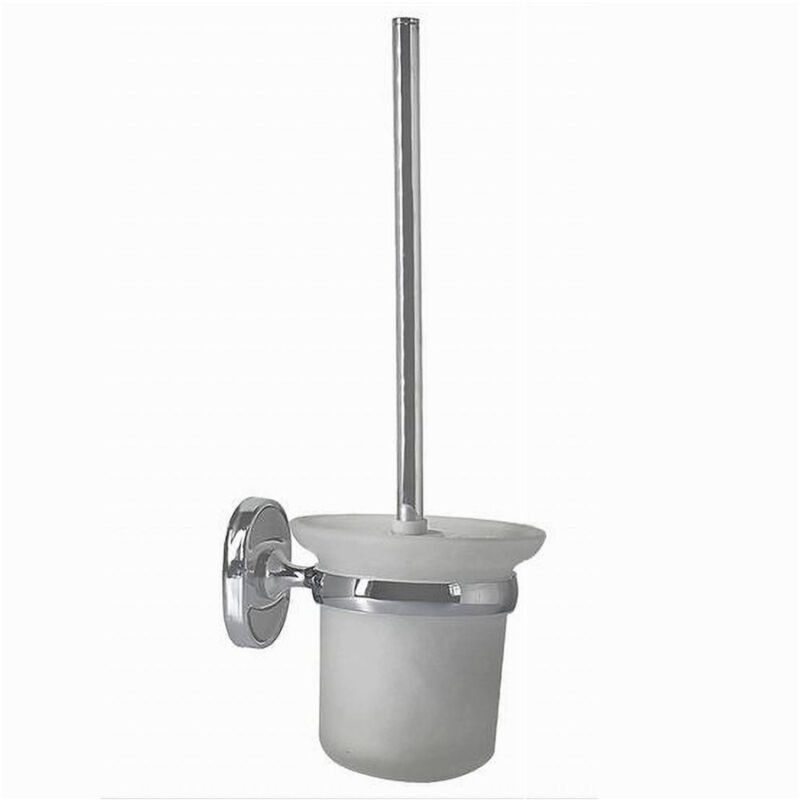 foto del prodotto cleafe porta scopino wc completo vetro satinato fissaggio a parete bagno ovale 52017 