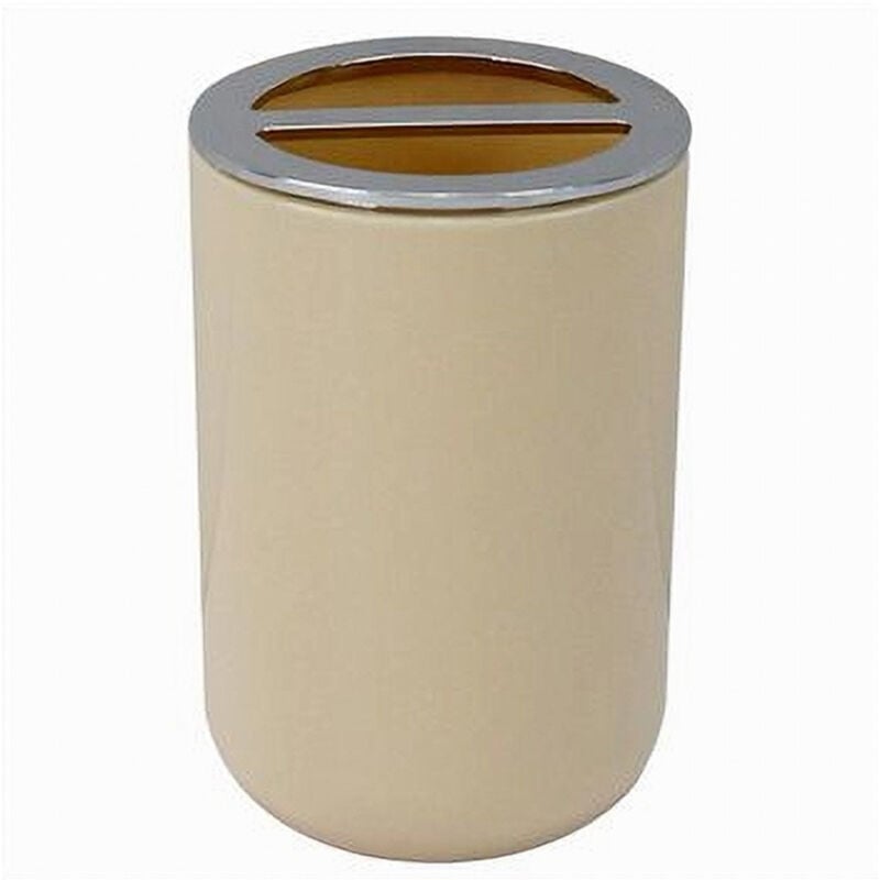foto del prodotto cleafe porta spazzolini bicchiere accessori bagno 2 fori beige silver contenitore 79881 