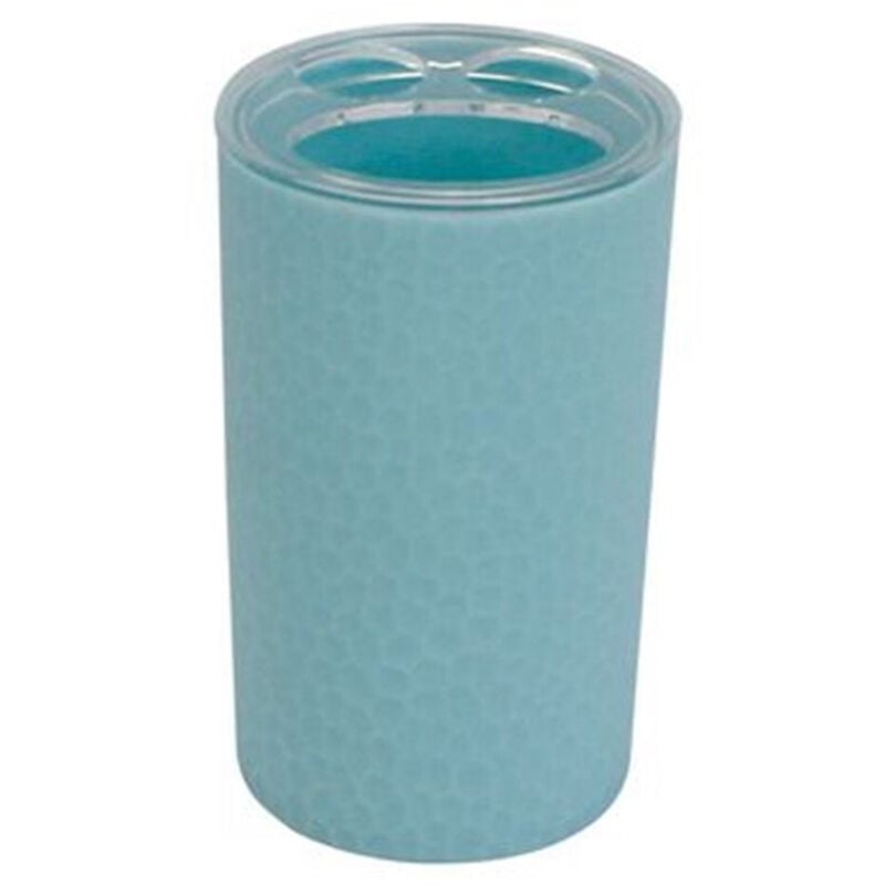 foto del prodotto cleafe porta spazzolini bicchiere accessorio arredo bagno azzurro lavorato 3 fori 79794 