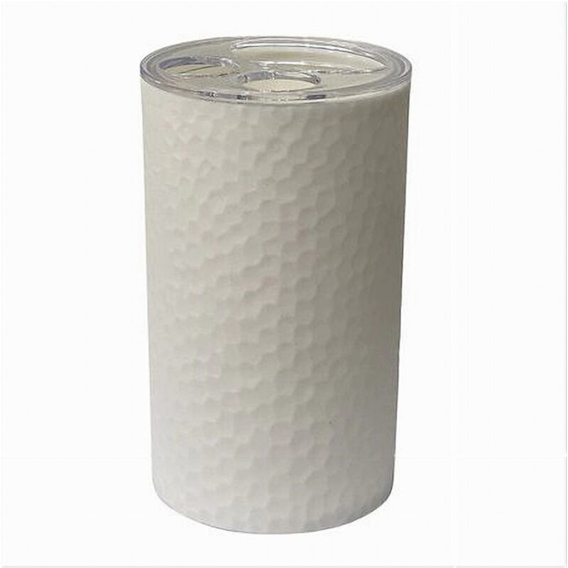 foto del prodotto cleafe porta spazzolini bicchiere accessorio arredo bagno bianco lavorato 3 fori 79174 