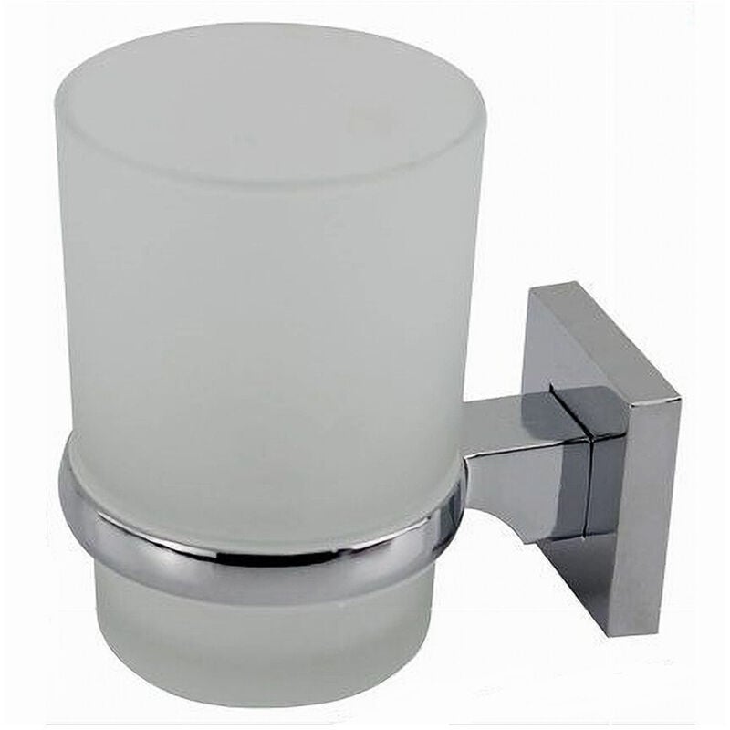 foto del prodotto cleafe - porta spazzolini dentifricio bicchiere vetro satinato parete bagno square 59186 -