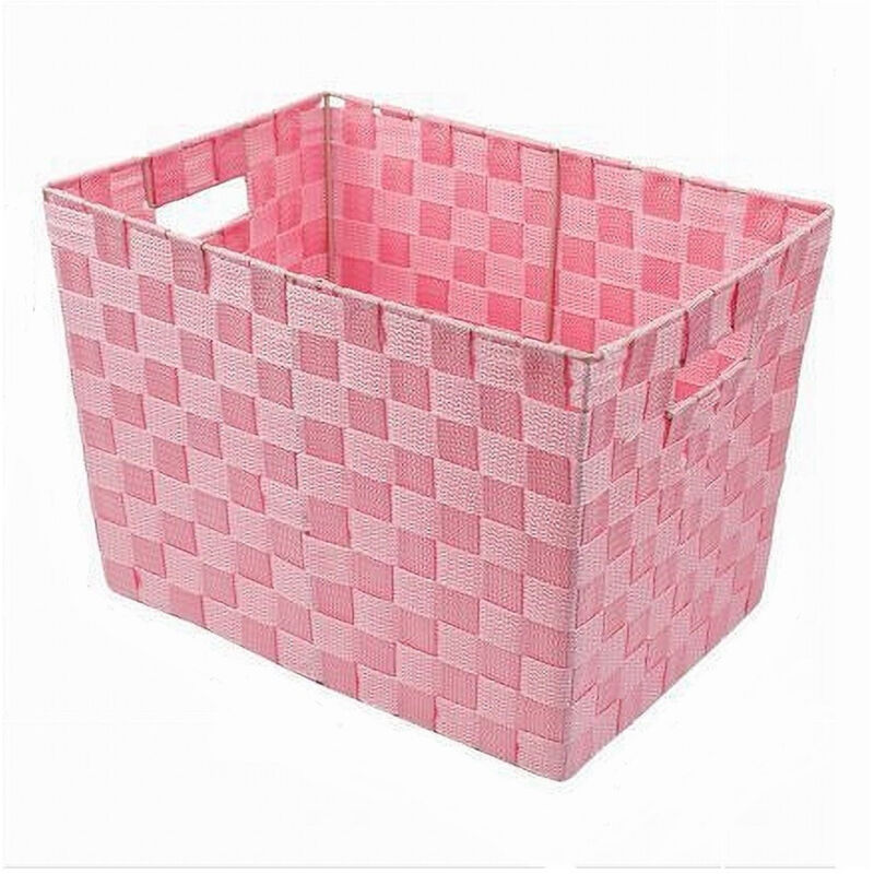foto del prodotto cleafe - portaoggetti cesto in tessuto intrecciato 38 x 26 x 25cm con maniglie rosa 79041 -