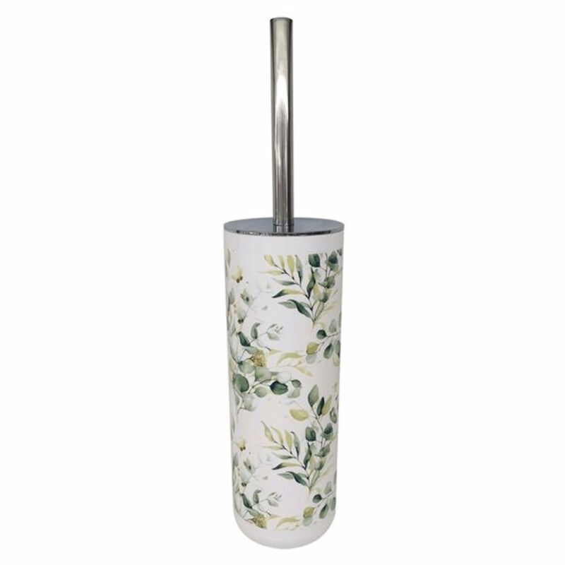 foto del prodotto cleafe portascopino a cilindro con scopino bagno wc toilette fiori foglie accessorio 87057 