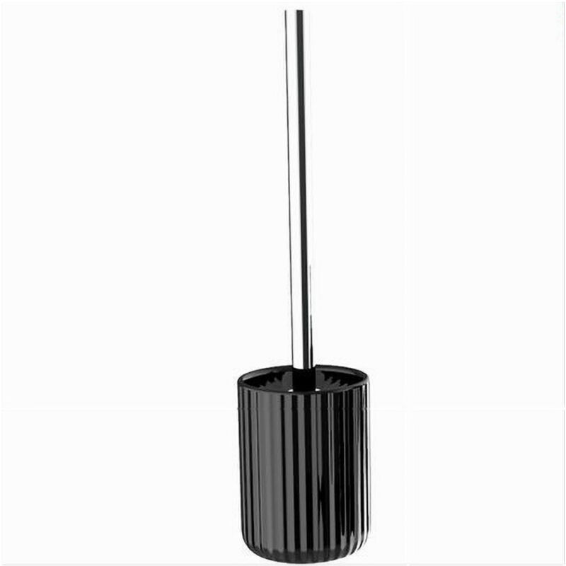 foto del prodotto cleafe portascopino arredo da bagno wc toilette nero rigato con scopino completo 69749 